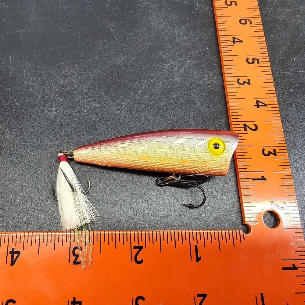 Vintage Rebel Pop-R Topwater Popper Orange & Yellow Fishing Lure 2.5 Inch P60